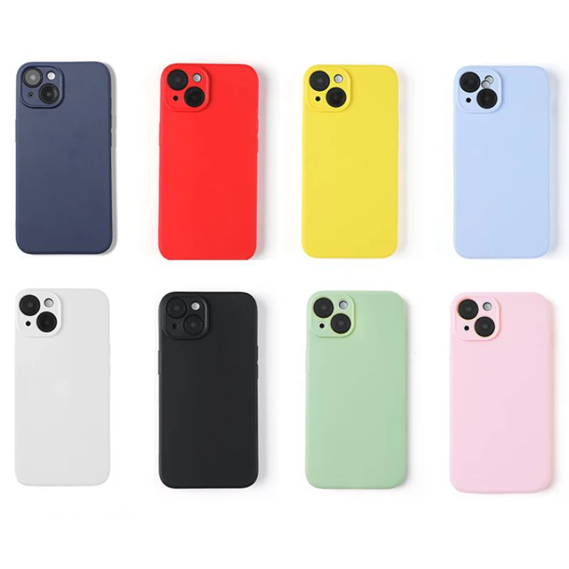 Color: Red, Material: Other - Luxury Silicone Phone Case for iPhone 11 12 13 14 15 Pro Max Mini Soft Candy Cover for iPhone XR XS Max 7 8 Plus SE 2020 Cases
