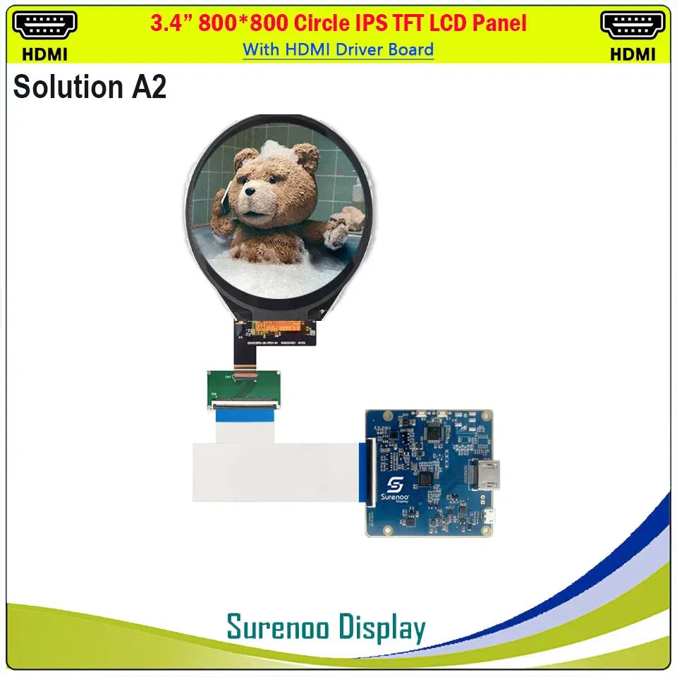 Color: Blue - 3.4" Inch HDMI-Compatible 800*800 Double Dual Round Circle Circular IPS TFT LCD Module Screen Display Panel LCM TM034XVZP01