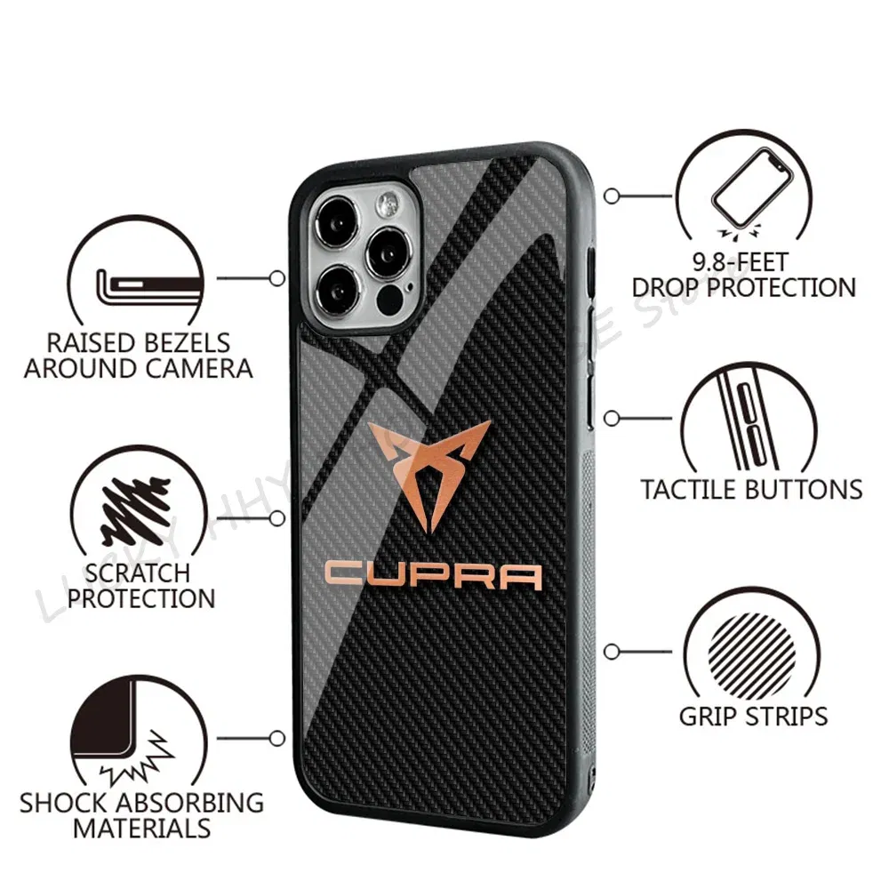 Color: Beige, Material: Microfiber - Cool Phone Case Phone Case Strong Magnetic Cupra Racing for IPhone 15 14 13 Pro Max 11 12 Mini for Magsafe