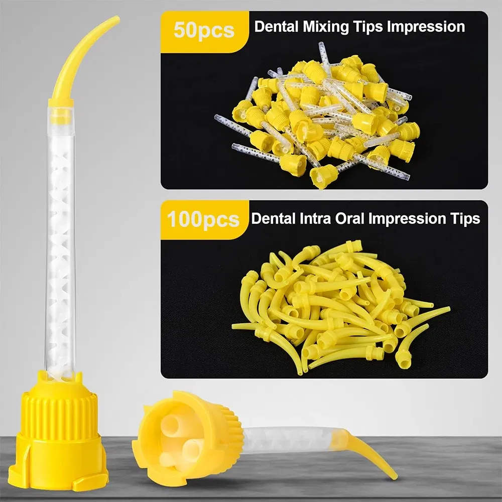 Color: Silver - Denspay 50Pc Dental Silicone Rubber Conveying Mixing Head Disposable Impression Materials Mixing Tube Dentistry Materials