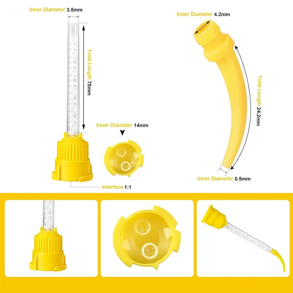 Color: Silver - Denspay 50Pc Dental Silicone Rubber Conveying Mixing Head Disposable Impression Materials Mixing Tube Dentistry Materials