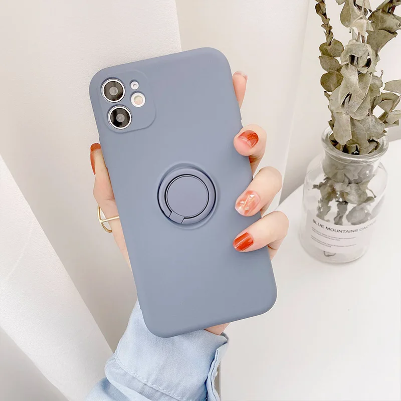 Color: Blue, Compatible-Phone Models: For iPhone 12 Pro, Ships From: CN - With Ring Holder Shockproof Case For IPhone 16 15 14 13 12 11 Pro Max Silicone TPU Soft Back Cover