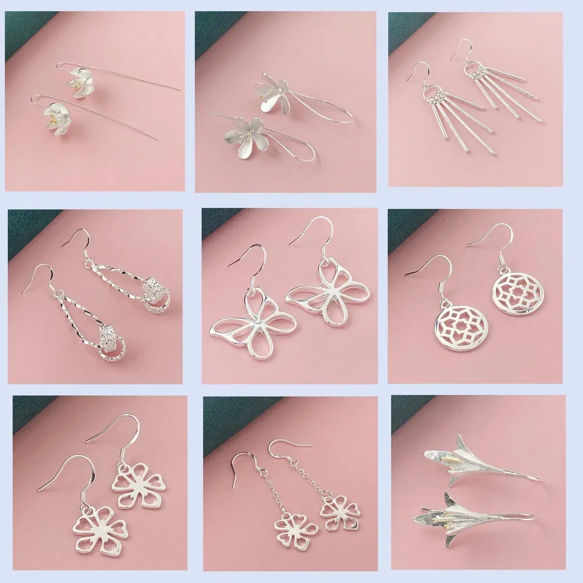 Gem Color: Gold - 925 Silver Heart Shape Earrings Women Exquisite Student Jewelry Accessories