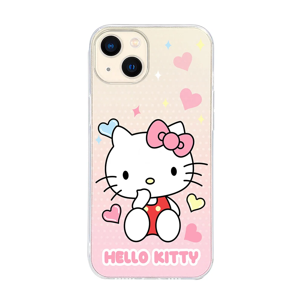 Color: Beige, Material: PU - Miniso Sanrio Collaboration Hello Kitty Phone Case For iPhone 15 14 13 11 12 16 Pro Max Plus X XR XS Girl Silicone Phone Case