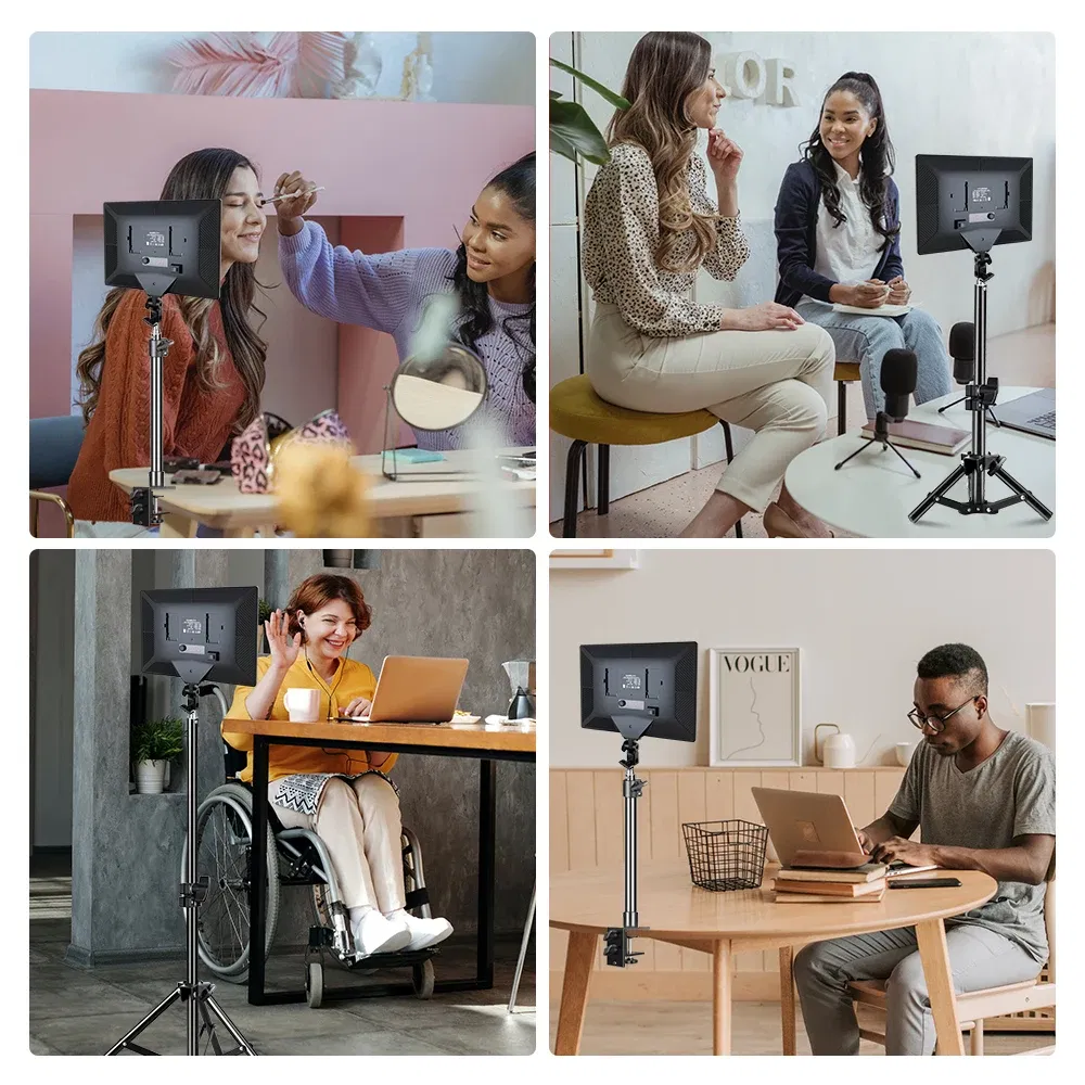 Color: BROWN, Ships From: CHINA - 14'' LED Video Light Photography Selfie Dimmable Panel Lighting Photo Studio Live Stream Fill Lamp Three Color With Tripod Stand
