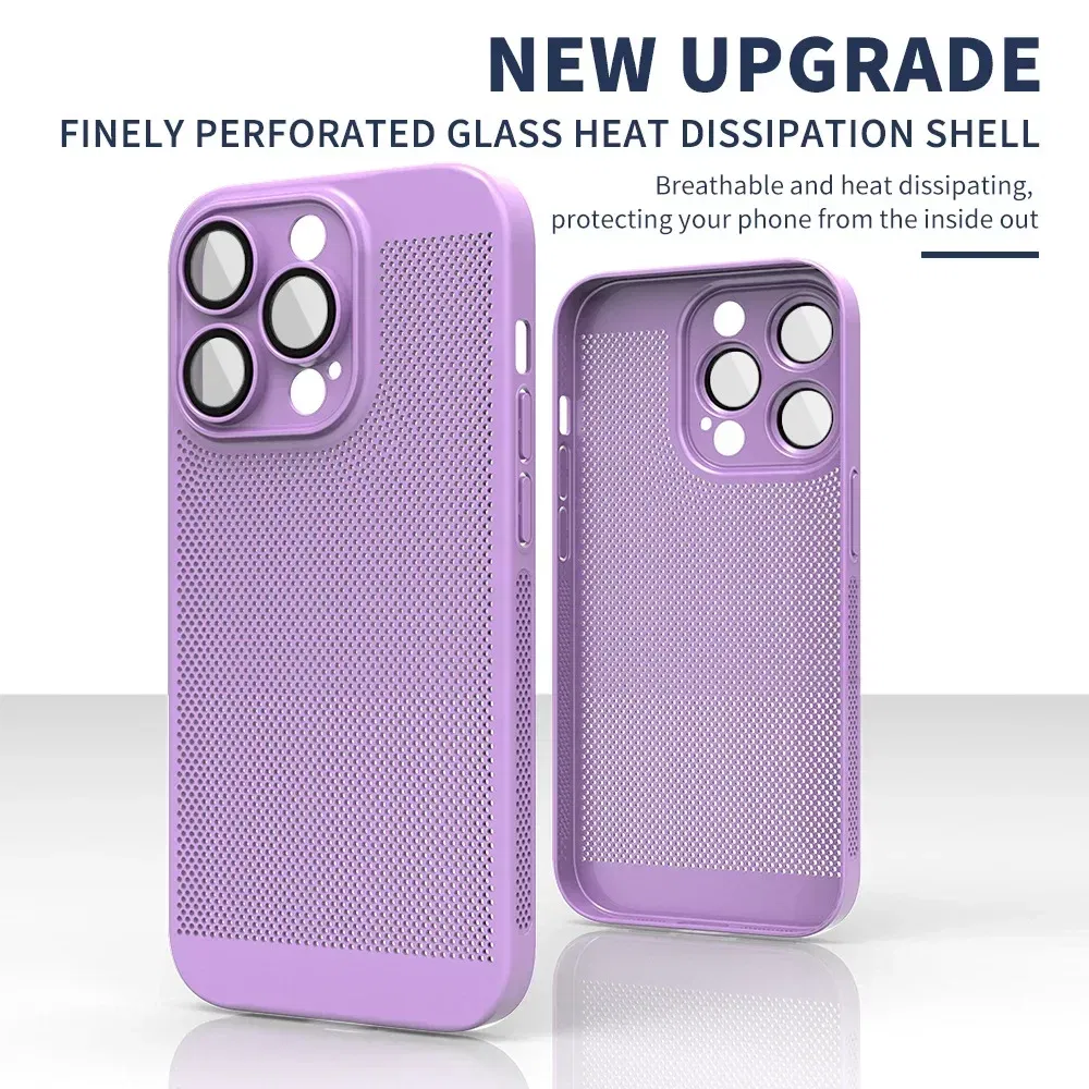 Color: Clear, Compatible-Phone Models: For iPhone 14, Ships From: CHINA - Breathable Heat Dissipation Cooling Case For iPhone 16 Pro Max 15 14 13 12 11 PC Hard Back Cover