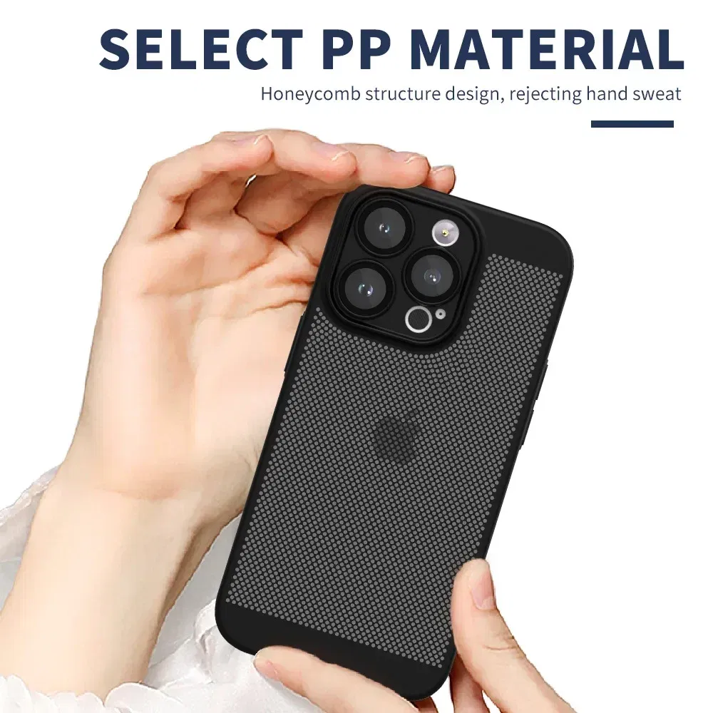 Color: Clear, Compatible-Phone Models: For iPhone 14, Ships From: CHINA - Breathable Heat Dissipation Cooling Case For iPhone 16 Pro Max 15 14 13 12 11 PC Hard Back Cover
