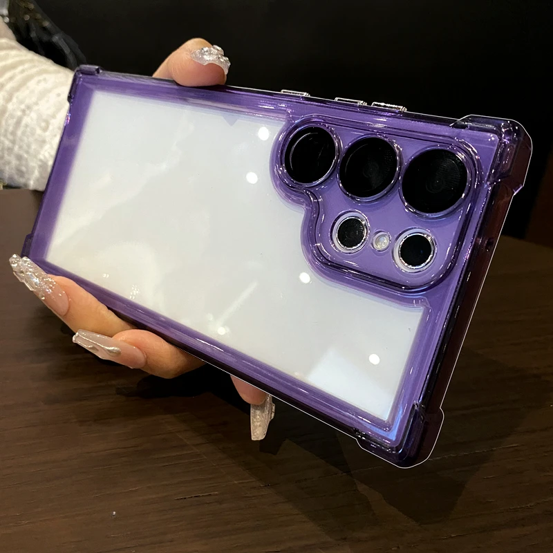 Color: Clear, Material: Denim - Luxury Shockproof Clear Acrylic Case For Samsung Galaxy S24 S23 FE S22 Plus S24 Ultra A34 A54 A15 A25 A35 A55 A53 5G Hard Cover