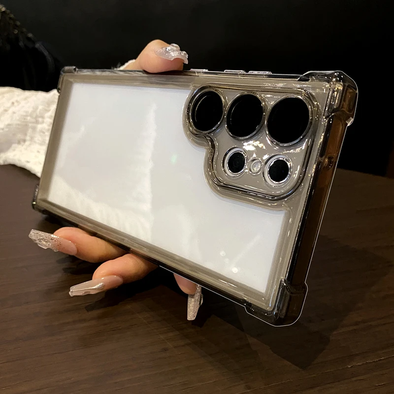 Color: Clear, Material: Denim - Luxury Shockproof Clear Acrylic Case For Samsung Galaxy S24 S23 FE S22 Plus S24 Ultra A34 A54 A15 A25 A35 A55 A53 5G Hard Cover