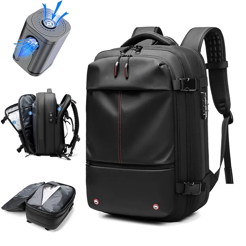 Color: army green - Travel Men 17 inch Laptop Backpack vacuum compression Backpack Business Large Capacity school Backpack expand outdoor backpack