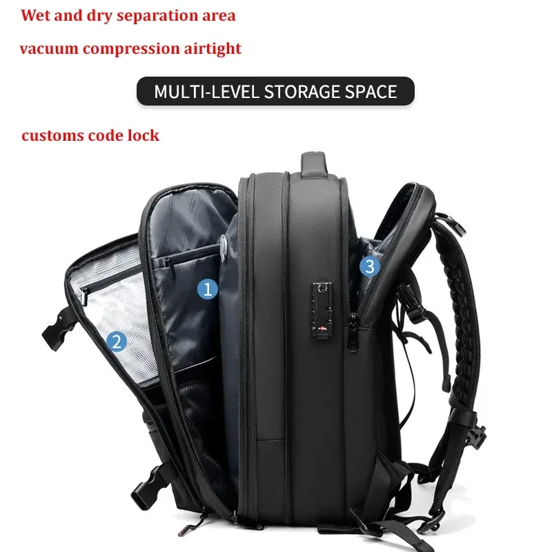 Color: army green - Travel Men 17 inch Laptop Backpack vacuum compression Backpack Business Large Capacity school Backpack expand outdoor backpack