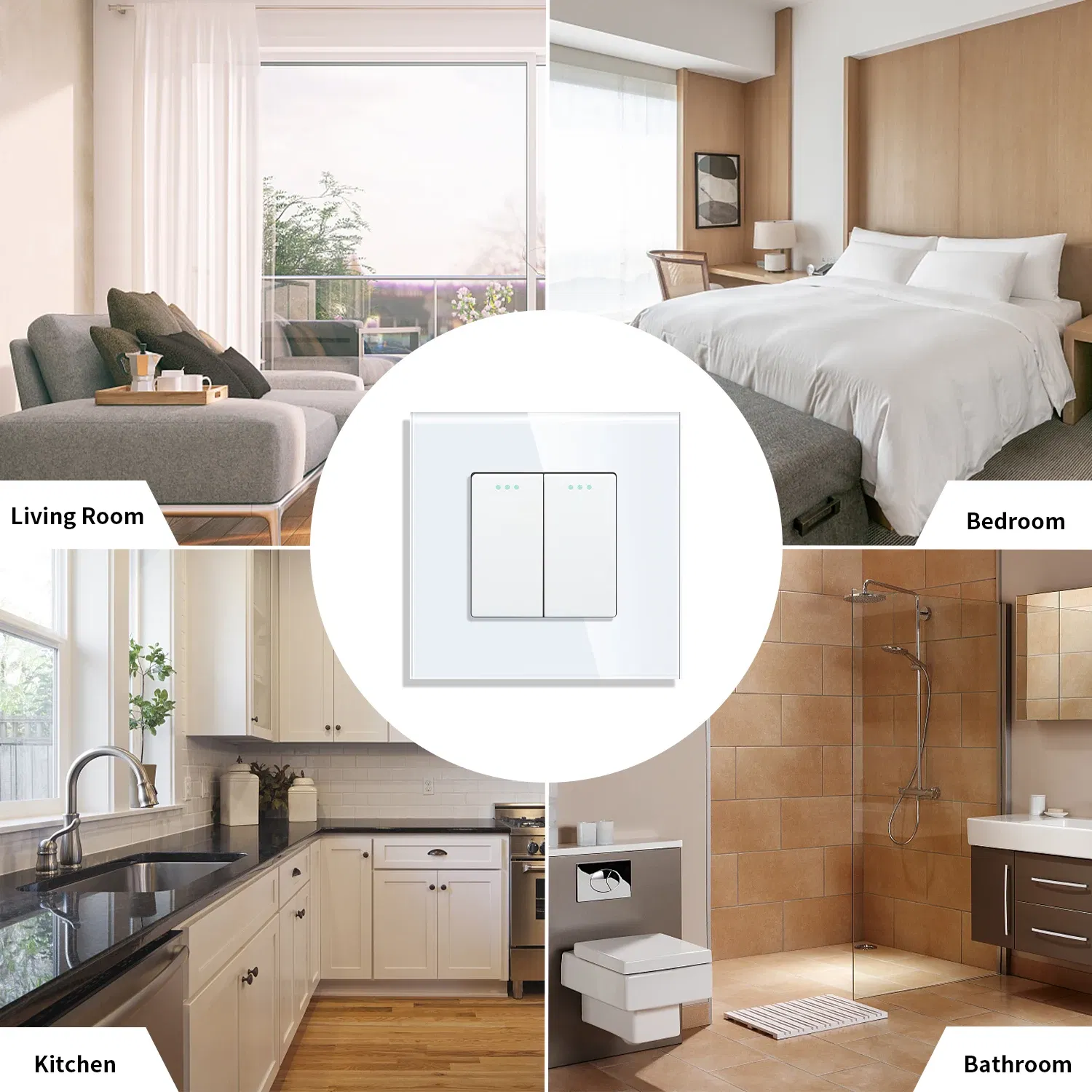 Color: Pink, Size: 4XL, Ships From: CHINA - Bingoelec Push Button Switch 1/2/3 Gang 1 Way 2 Way 3 Way EU Standard Home light Switch Crystal Glass Panel Wall switch