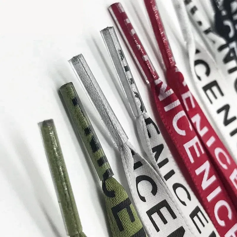 Color: Army Green, Length: 140cm, Ships From: CHINA - New 1 Pair Shoelaces Letter Print Flat Shoelaces 1CM Width Satin Silk Ribbon Sneakers Shoes Lace Casuals Canvas Shoelace Strings