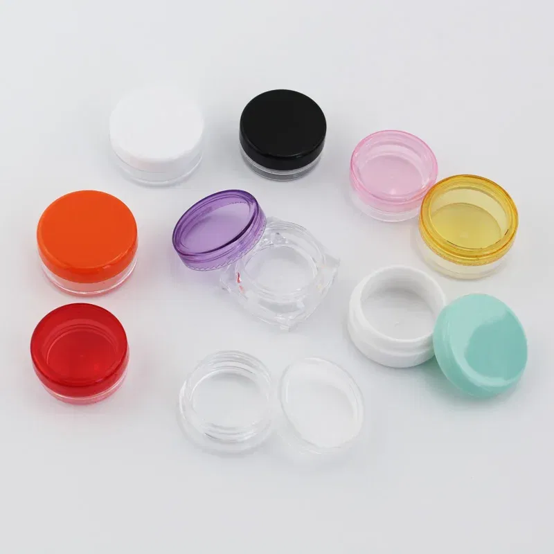 Color: plum - 15pcs 2g 3g Empty Jars Refillable Mini Plastic Bottle Cosmetic Jar Container Small Round Bottle Little Cream Jar Solid Perfume