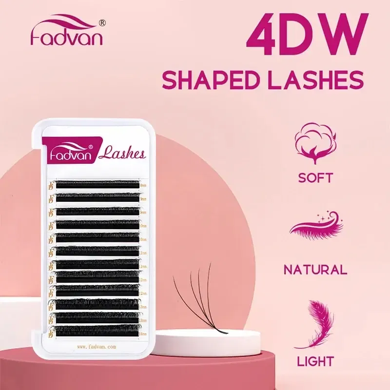 Curl: D, Length: 8mm - Fadvan 4D W In Shape Eyelash Extension Premade Volume Fans Soft Style Mink Easy To Embellish Natural False Eyelashes