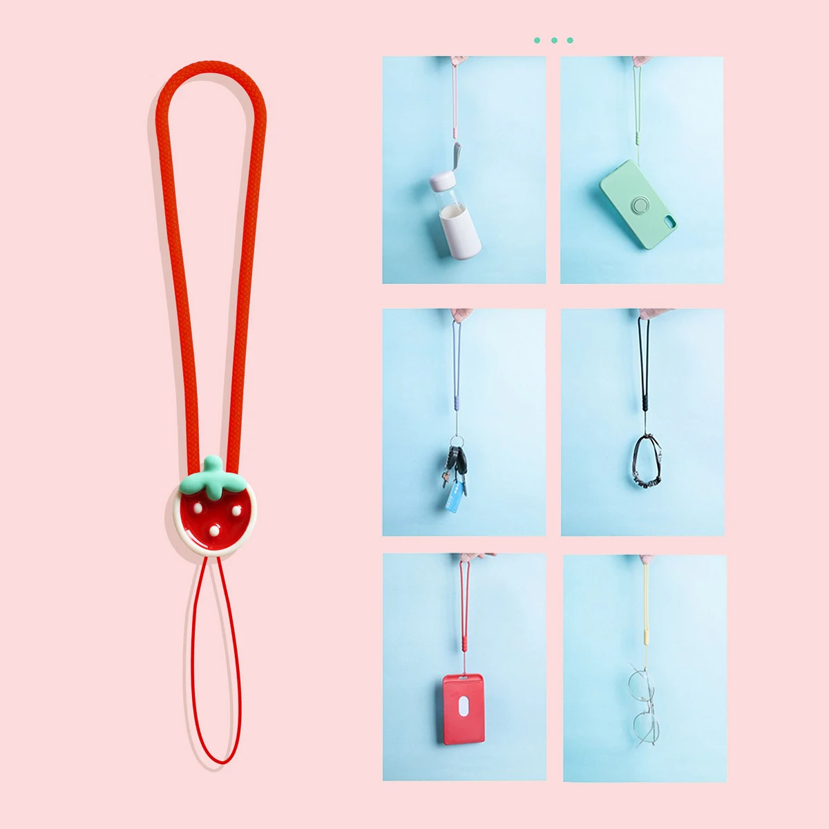 Color: Red / Pink, Material: Silicon, Ships From: CHINA - Mobile Phone Rope Earphones Silicone Wrist Strap Ccd Camera Usb Key Chain Strawberry Fruit Decoration