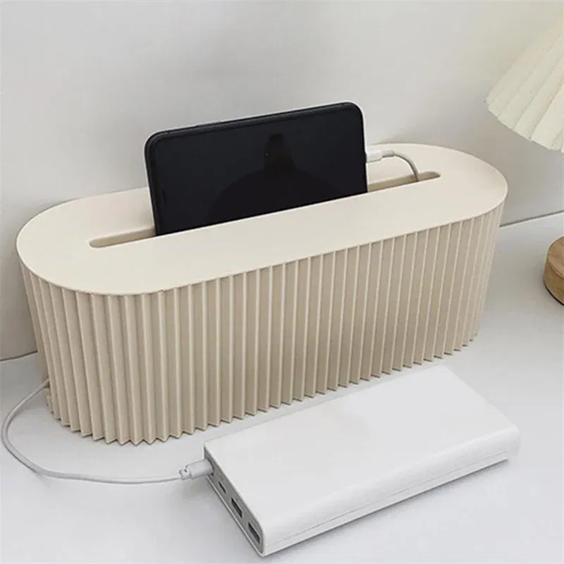 Color: light green - Nordic Plug Board Storage Box Cable Wire Organizer Case Socket Wireless WiFi Router Bracelet Desktop Data Line Plug Holder Shelf