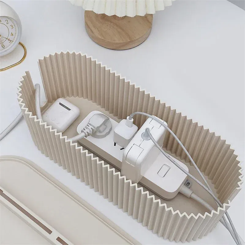 Color: light green - Nordic Plug Board Storage Box Cable Wire Organizer Case Socket Wireless WiFi Router Bracelet Desktop Data Line Plug Holder Shelf