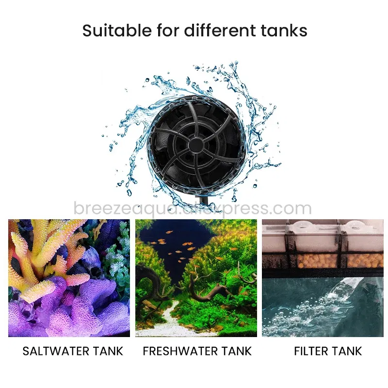 Color: WHITE, Power: 4W - ZKSJ Eco Slim 6000/10000/15000/20000/25000 DC Mini Saltwater Fish Tank Aquarium Wavemaker Pump with Controller