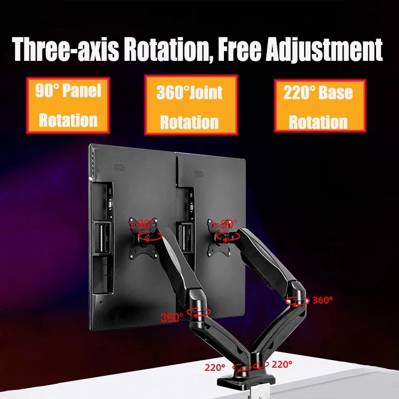 Color: black, Ships From: CHINA - New! 14-34in Dual Monitor Bracket ergonomic adjustable dual screen bracket protect cervical computer heighten shelf load2-10kg