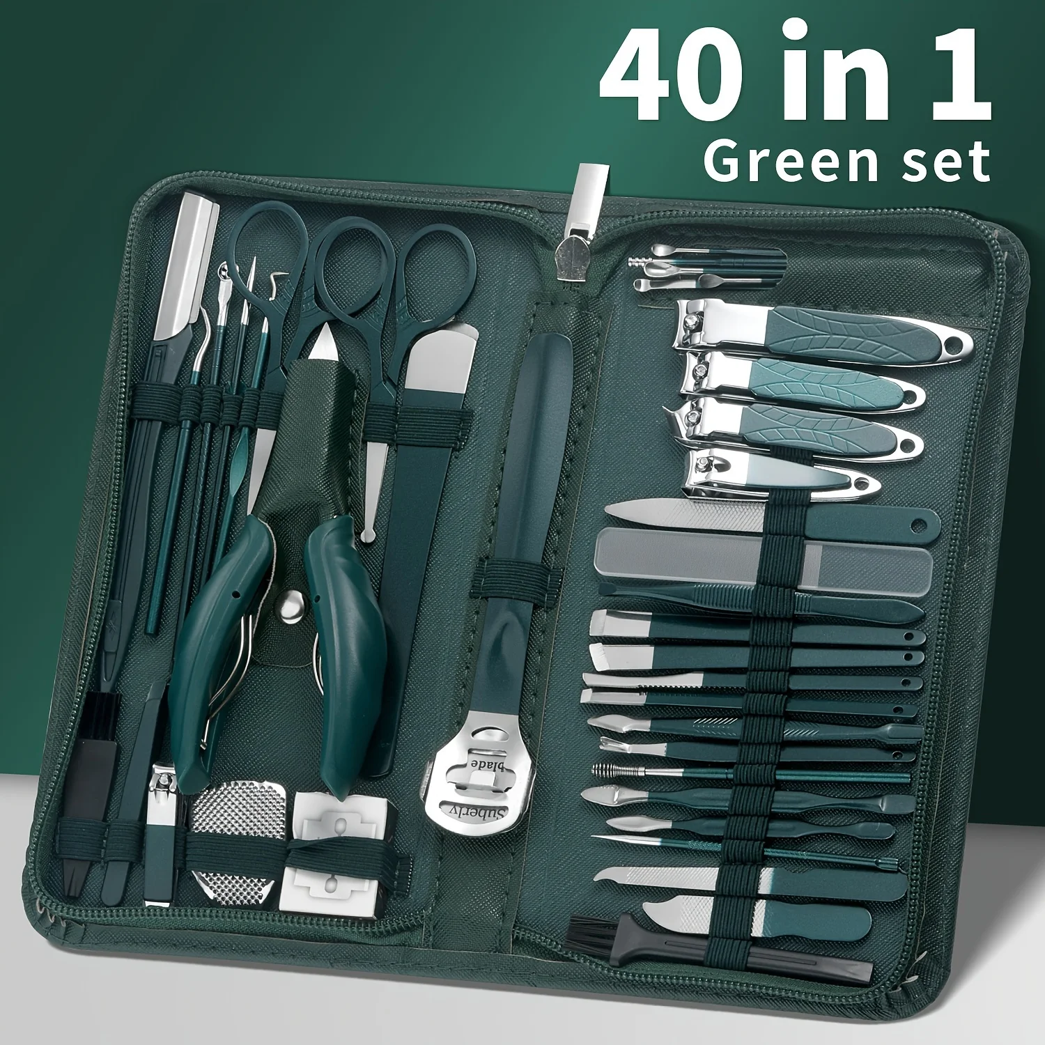 Color: WHITE - 9/40 pcs Full Function Manicure Set, Stainless SteelNail Clippers Pedicure Kit, Toenail Clippers Kit