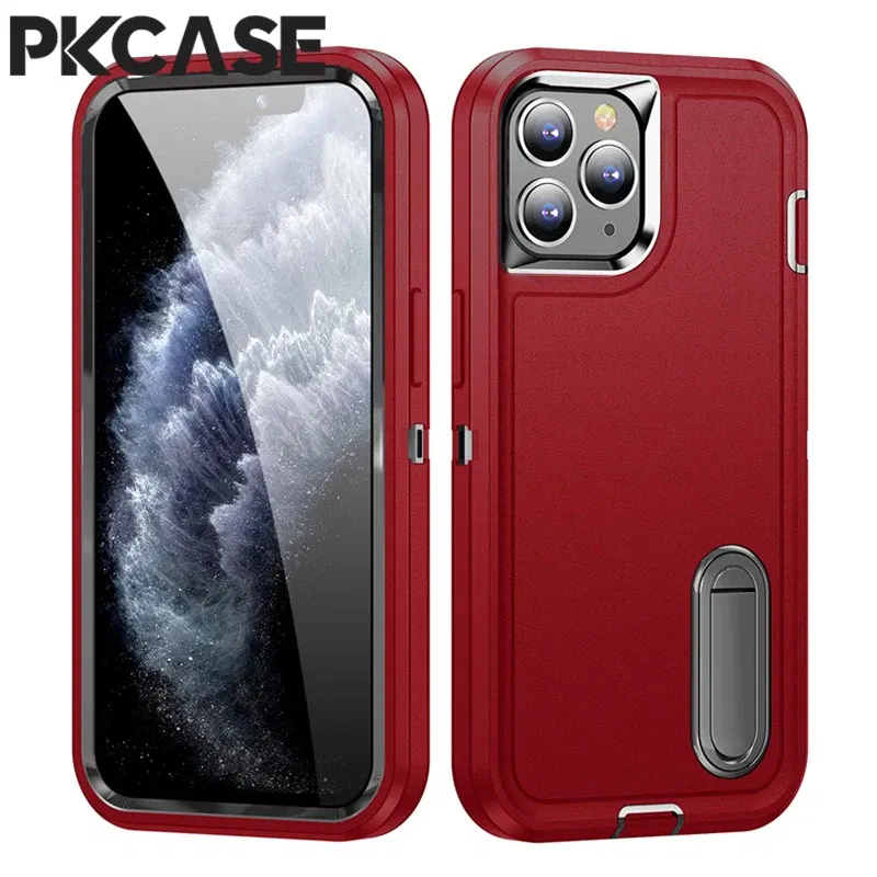 Color: Brown, Material: CANVAS - PKCASE Shockproof Case For iPhone 13 Mini 12 11 Pro Max 6 7 8 Plus Bracket Protective Cover For iPhone X XS XR SE 2020 2022