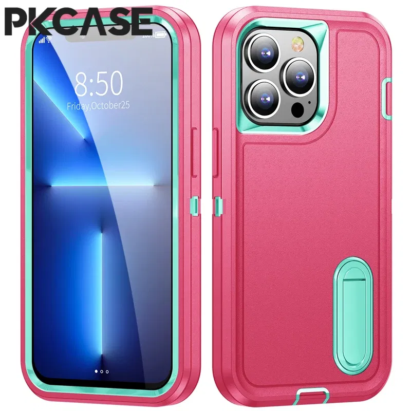 Color: Brown, Material: CANVAS - PKCASE Shockproof Case For iPhone 13 Mini 12 11 Pro Max 6 7 8 Plus Bracket Protective Cover For iPhone X XS XR SE 2020 2022
