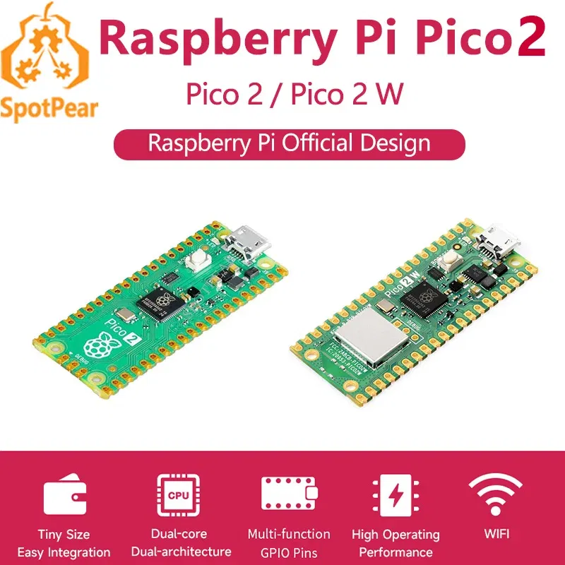 Color: Blue - Raspberry Pi Pico 2 RP2350 Pico2 Optional Pico2W 2 W ARM Cortex-M33 And RISC-V Hazard3 520KByte 4MByte QSPI Flash