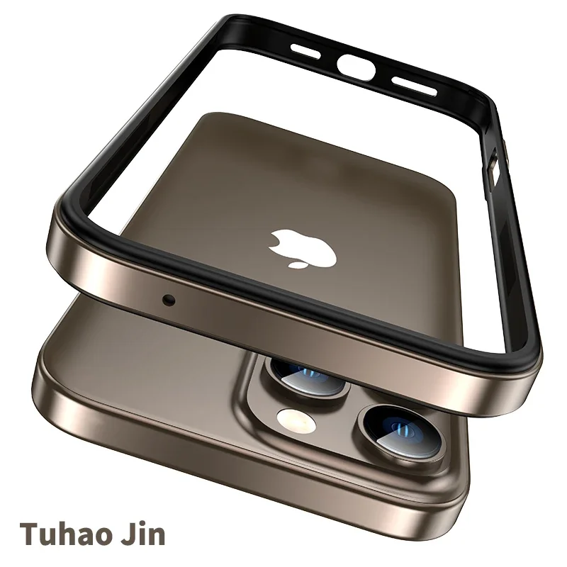 Color: black, Material: Microfiber - Titanium Metal Frame Bumper Shockproof Case for IPhone 16 15 Pro Max Plus 5G for Apple Solid Colour Protection Phone Cover