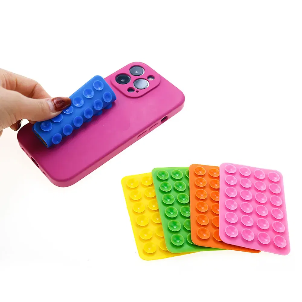 Color: army green - Silicone World Square Silicone Mobile Phone Fixing Suction Cup Car Mounted Bracket Phone Case Universal Anti Slip Suction Cup