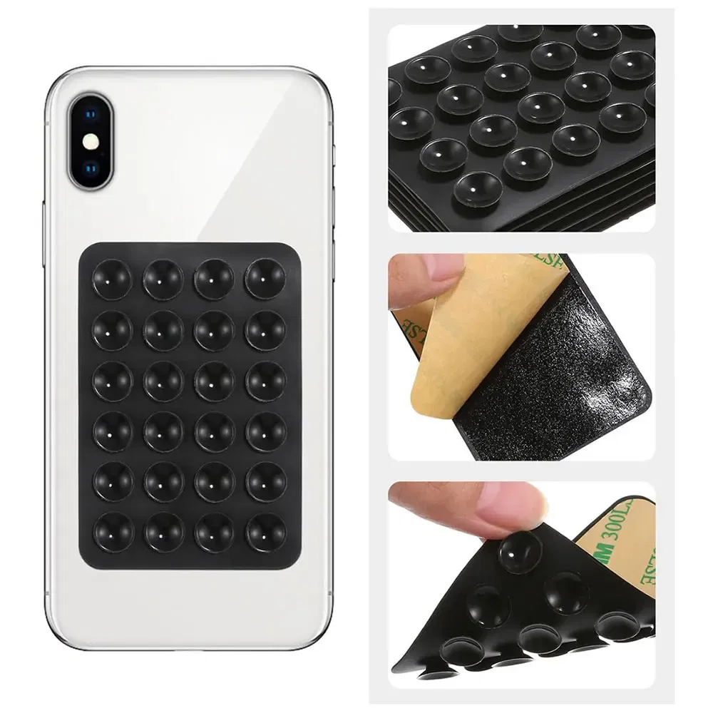 Color: army green - Silicone World Square Silicone Mobile Phone Fixing Suction Cup Car Mounted Bracket Phone Case Universal Anti Slip Suction Cup
