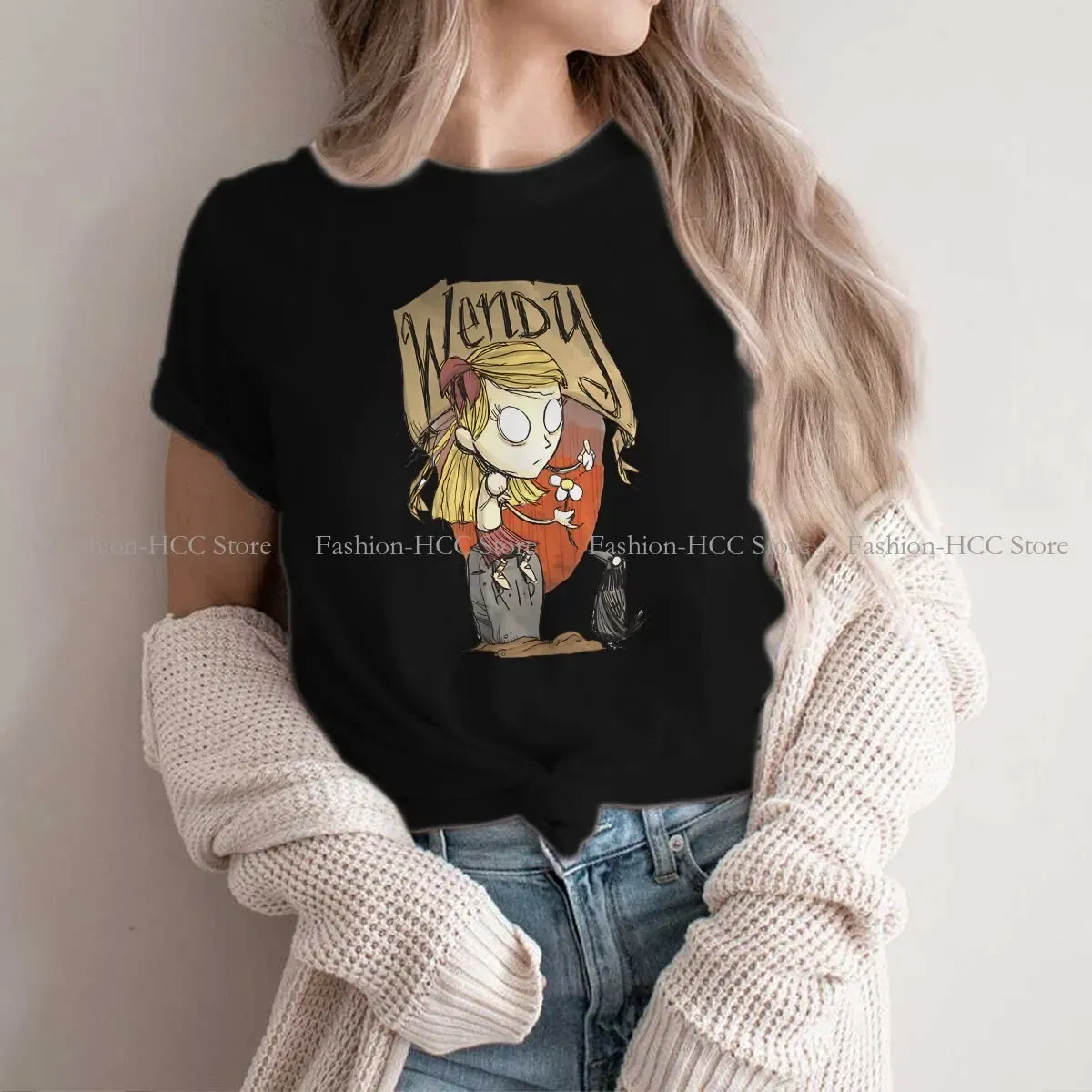 Color: black, Size: S - Wendy And Cat Style Polyester TShirt Dont Starve Top Quality New Design Gift Clothes T Shirt Short Sleeve