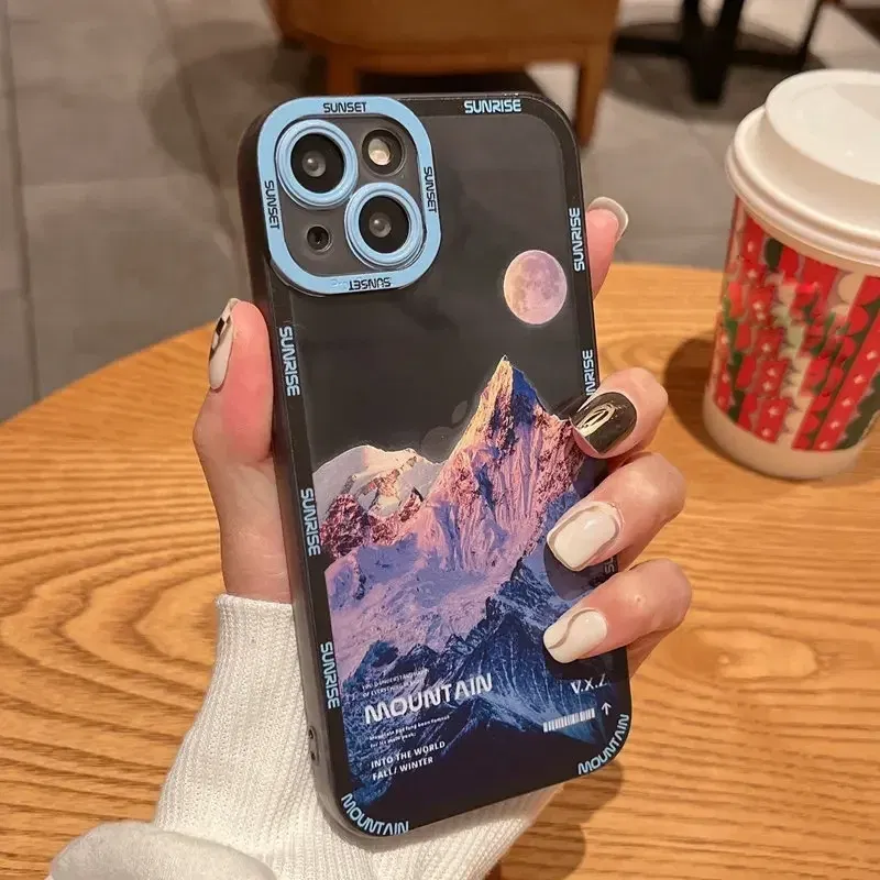 Color: Blue, Material: tpu - Retro INS Sunset Sky Clouds Moon Pattern Case For Samsung Galaxy S10 S20 S21 S22 S23 S24 FE Plus Ultra Note 20 Shockproof Cover