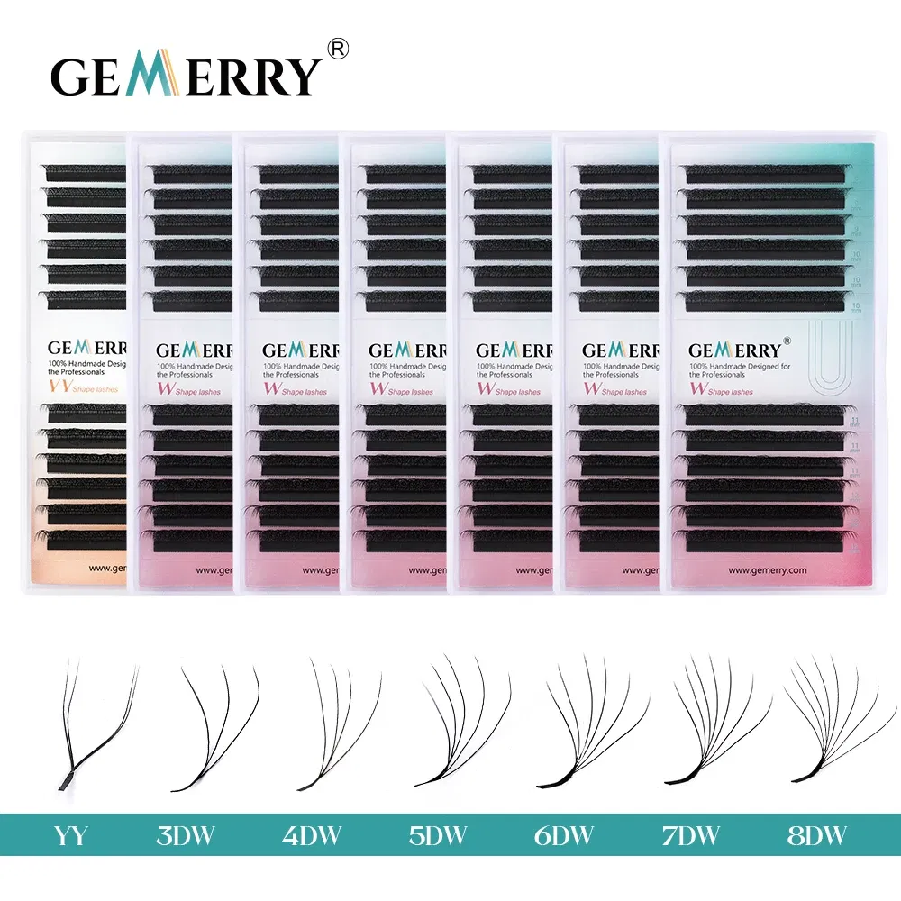 Color: Clear, Curl: C, Thickness: 0.07mm, Length: 17mm, Ships From: CHINA - Gemerry YY Shaped Eyelash Extension Automatic Flowering W Shape Bloom 3D 4D 5D 6D 8D Premade Fans Eyelash Makeup Volume Lashes