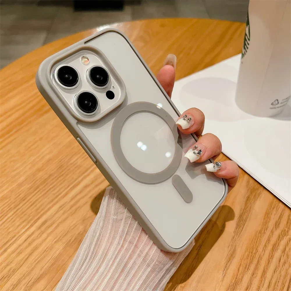 Color: Blue, Material: POLYESTER - Luxury Shockproof Magsafe Wireless Charge Case for iPhone 17 Air 16 15 14 Plus 13 12 Mini 11 Pro Max Clear Magnetic Bumper Cover