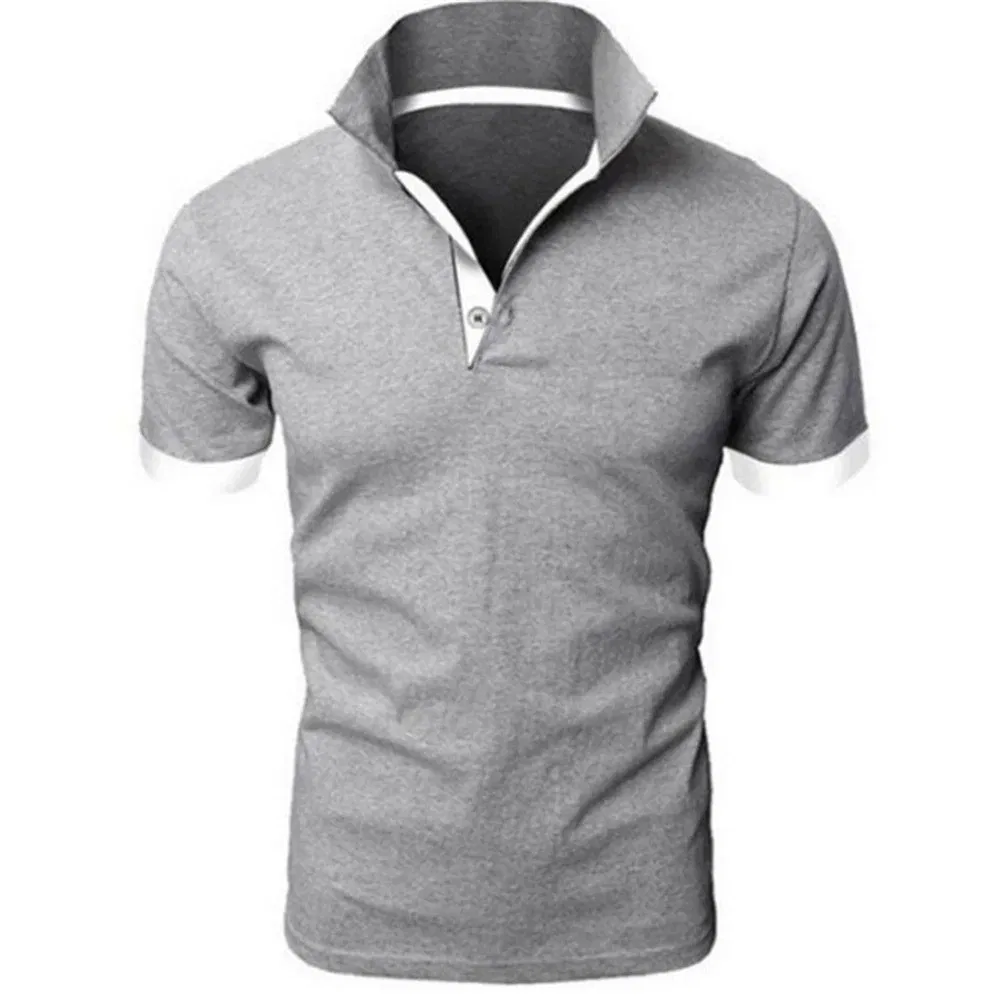 Color: Dark Grey, Size: M - Men's Short Sleeve Polo Shirts Casual Slim Fit Basic Designed Shirts Quick-drying Anti-wrinkle Tops