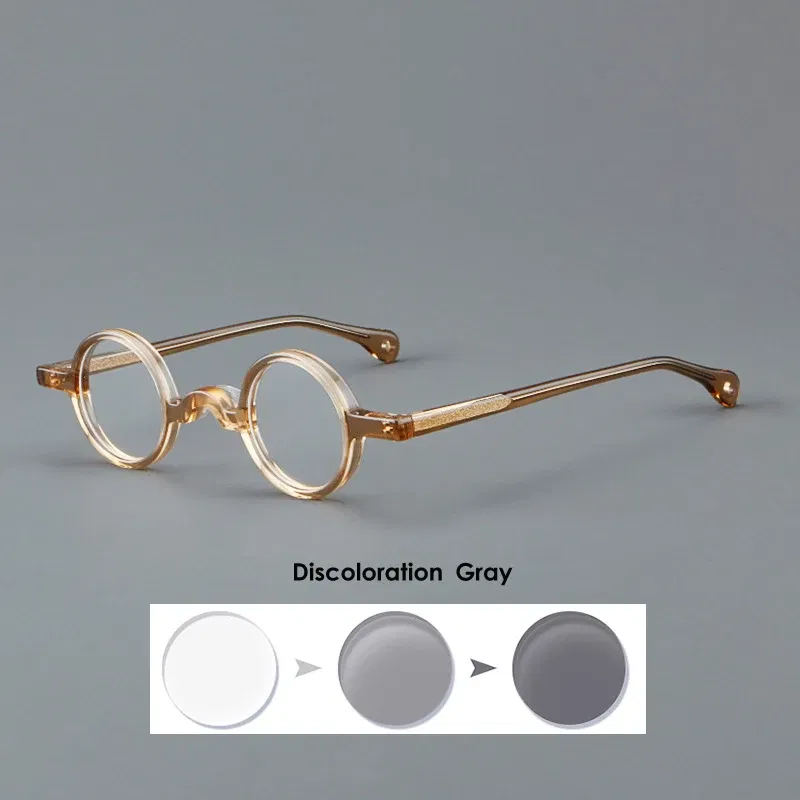 Frame Color: green, Eye Prescription: +250 - VCKA Photochromic Acetate Myopia Glasses Men Retro Small Round Frames Women Custom prescription Anti-Blue Eyewear -0.5 TO -10