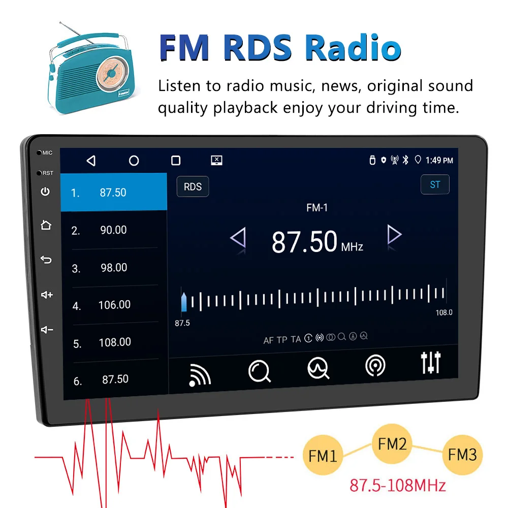 Color: Red - TOYOUSONIC 2 Din 9/10 Inch Android Car Radio 4G 64G Universal Multimedia Player Carplay Android Auto Autoradio Stereo Bluetooth