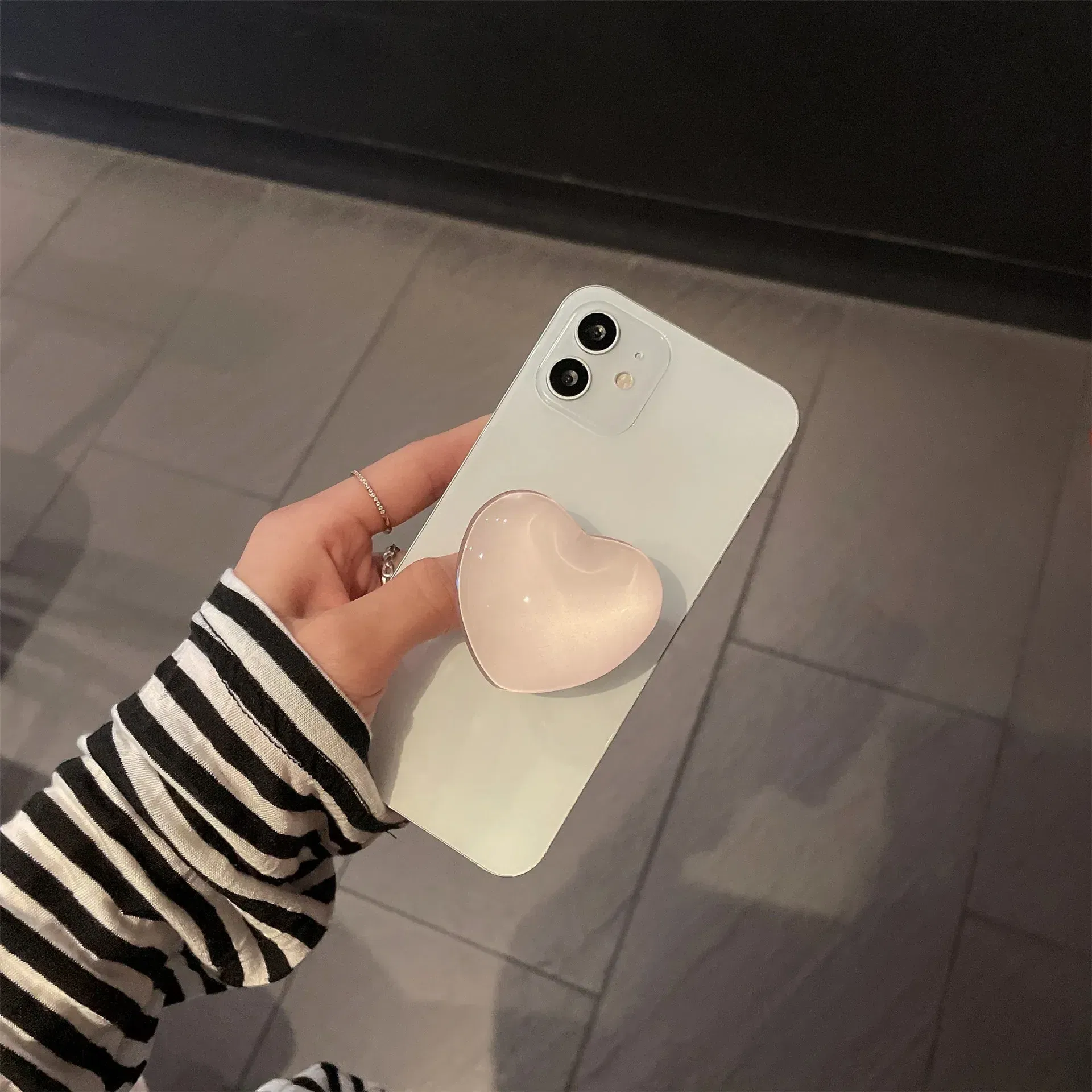 Color: pearl White - Phone Holder Popular Socket Griptok Finger Grip Bracket Stand Love Heart Ins Style Cute Poping Pink White Cellphone Accessory