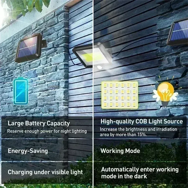 Emitting Color: pink - COB LED Solar Light Outdoor PIR Motion Sensor Solar Waterproof Wall Emergency Street Light Garage Lighting Patio Security Lights