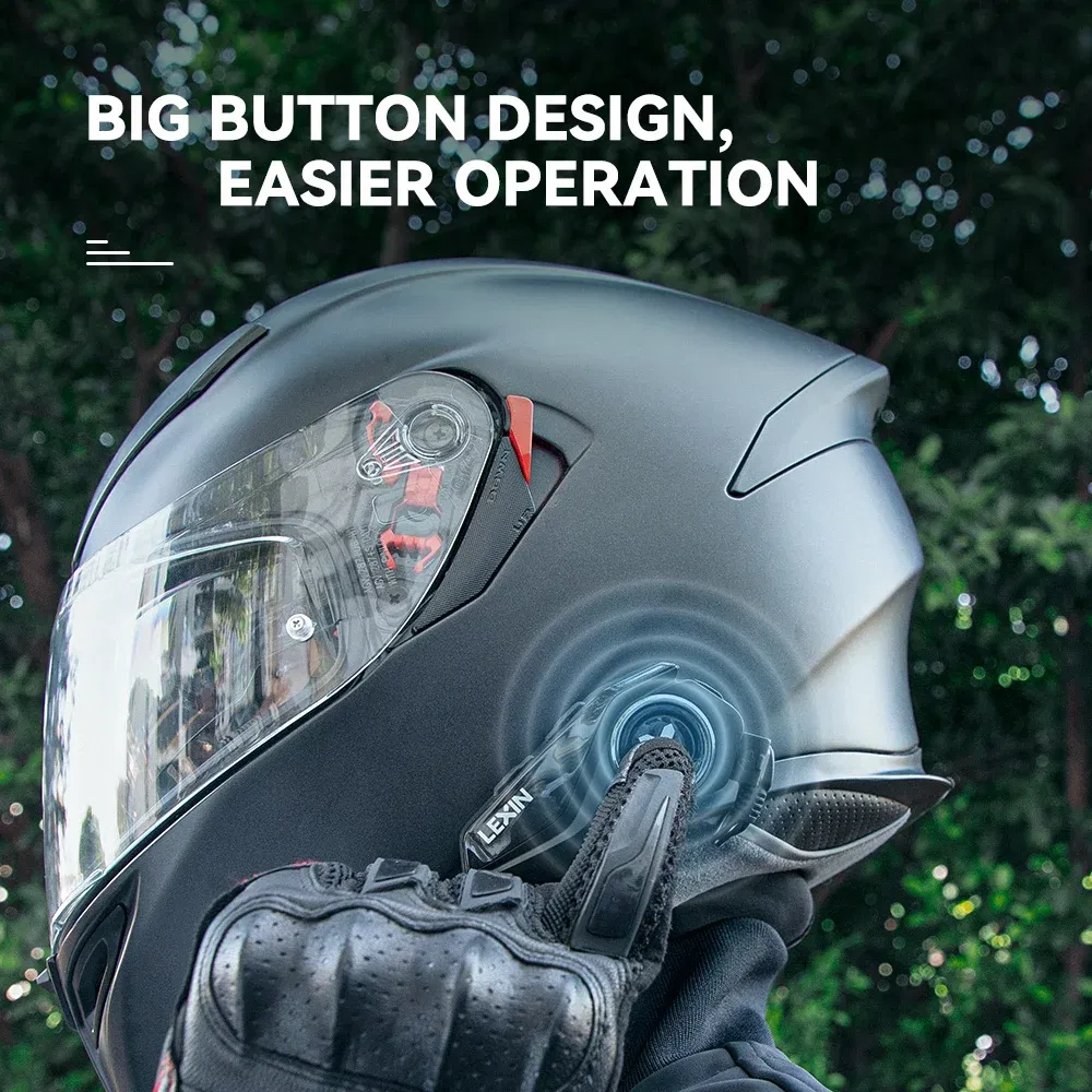 Color: black, Ships From: CHINA - Lexin-G2P Motorcycle Helmet Bluetooth Intercom Up To Pair 6 Riders&Big Button Design Exchangeable Pattern Shell 120KM/H