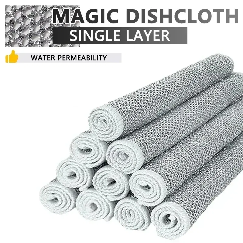 Color: green, Specification: 10pcs - Magic Cleaning Cloth Multipurpose Wire Miracle Cleaning Cloth Innovative Dishwashing Net Hand Towel for Kitchen Dishwashing Grid
