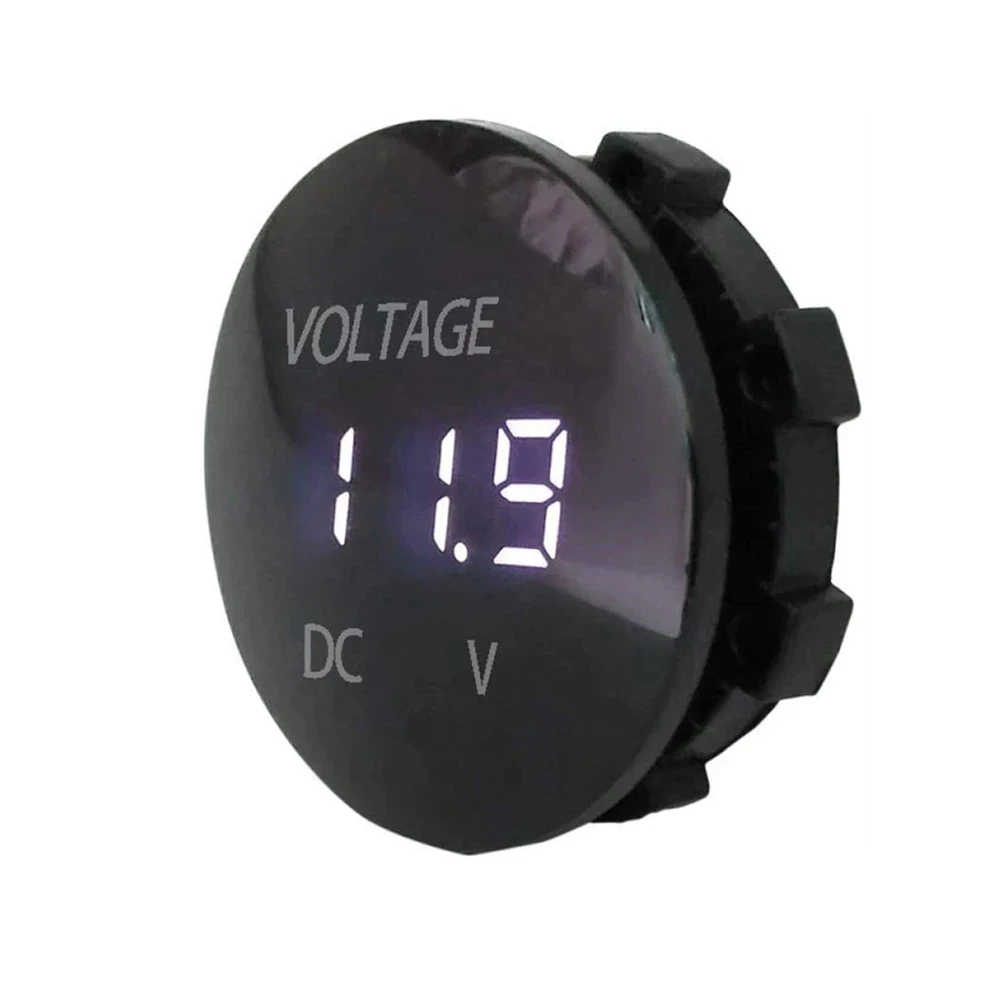 Color: Silver - DC 5V-48V LED Mini Round Waterproof Motorboat Motorcycle Panel Digital Voltmeter Tester Monitor Display Voltmeter