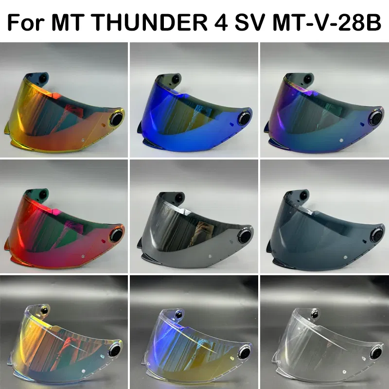 Color: Blue - MT Helmet Visor Shield for THUNDER 4 SV Sunscreen Capacete Windshield Uv Protection Motorcycle Replace Extra Lens MT-V-28B