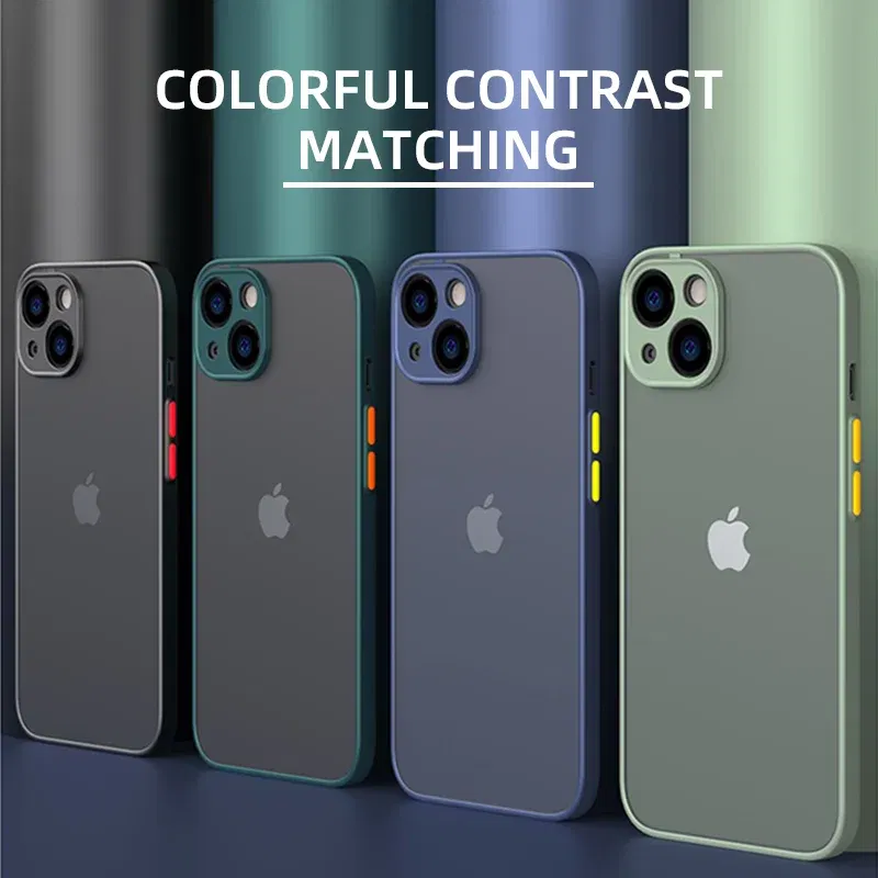 Material: ABS, Color: Blue - Matte Phone Case for IPhone 13 12 11 14 Pro Max Mini Luxury Soft Silicone Shockproof Case for IPhone X XS Max XR 15 7 8 Plus SE