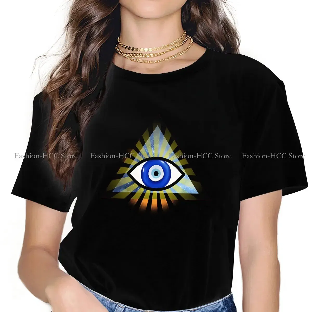 Color: WHITE, Size: XXL - Evil Eyes Polyester TShirts Evil Eye Protection - All Seeing Eye Personalize Homme T Shirt Hipster Tops