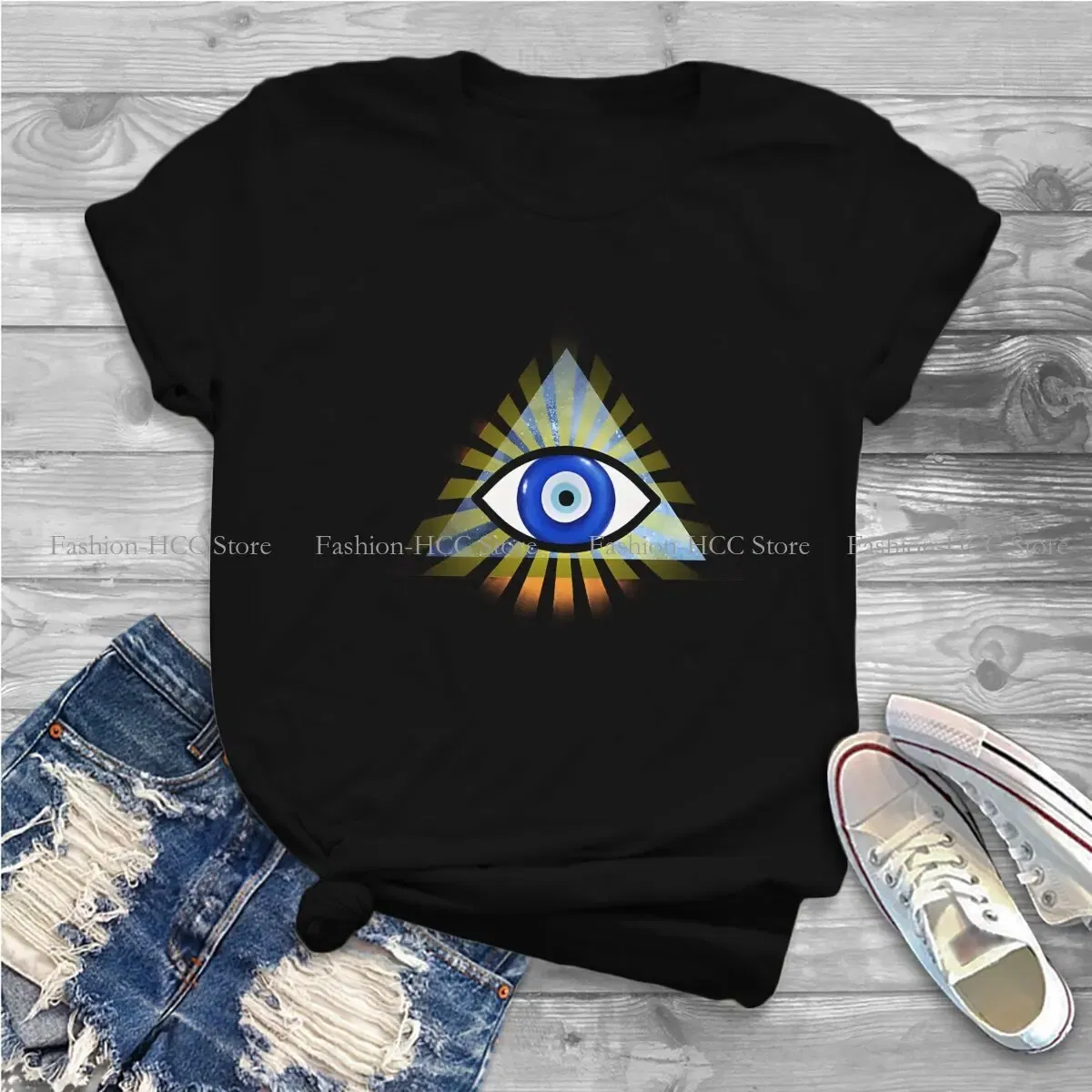 Color: WHITE, Size: XXL - Evil Eyes Polyester TShirts Evil Eye Protection - All Seeing Eye Personalize Homme T Shirt Hipster Tops