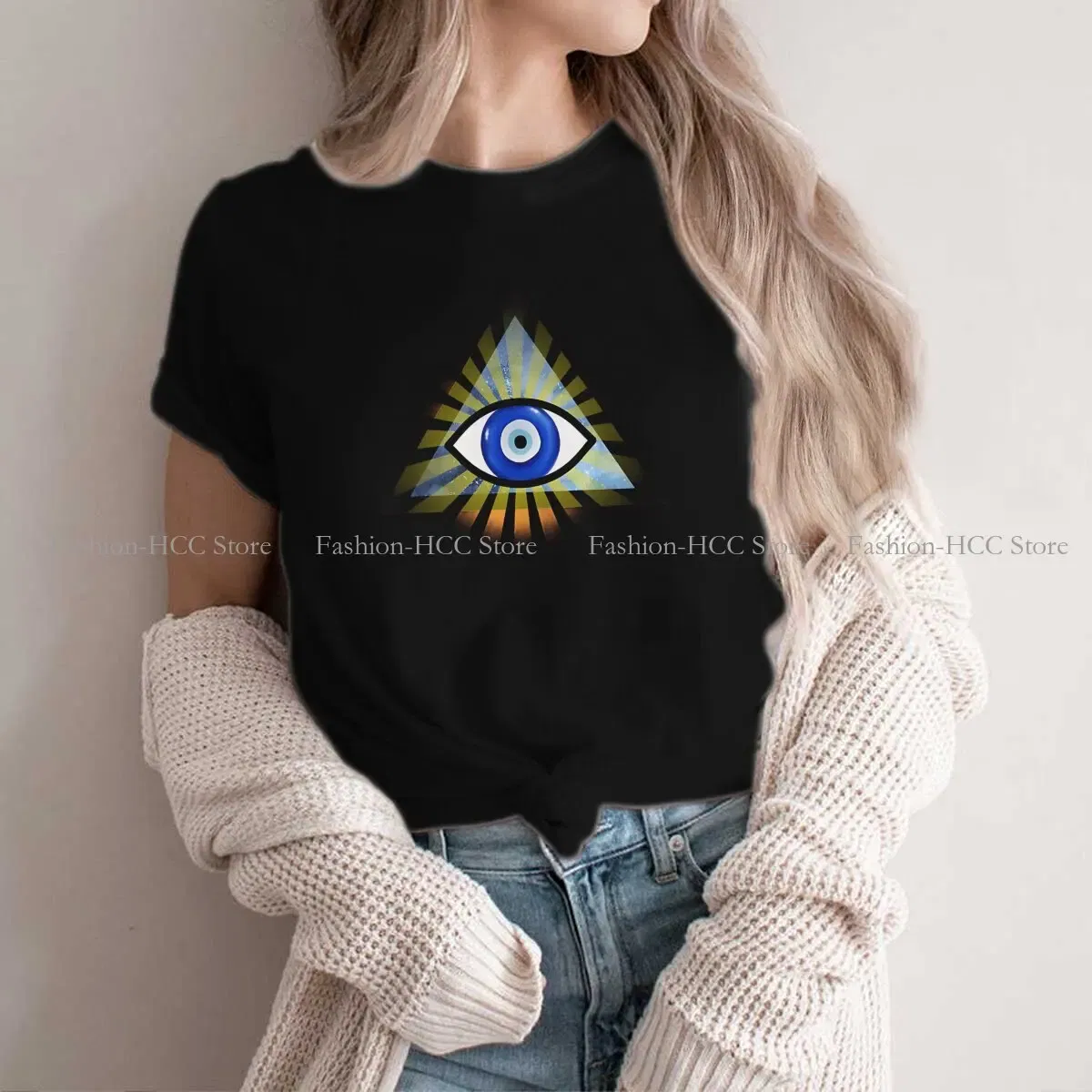 Color: WHITE, Size: XXL - Evil Eyes Polyester TShirts Evil Eye Protection - All Seeing Eye Personalize Homme T Shirt Hipster Tops