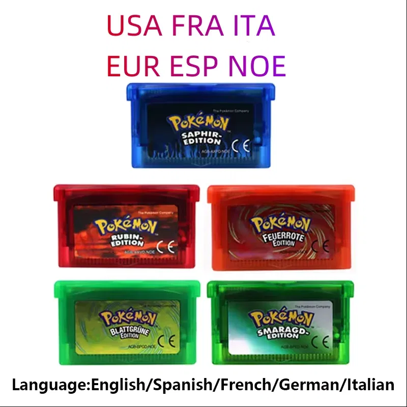 Color: TEN - GBA Game 32 Bit Video Game Cartridge Console Card Pokemon Emerald Ruby FireRed LeafGreen Sapphire Multi-language for GBA/NDS