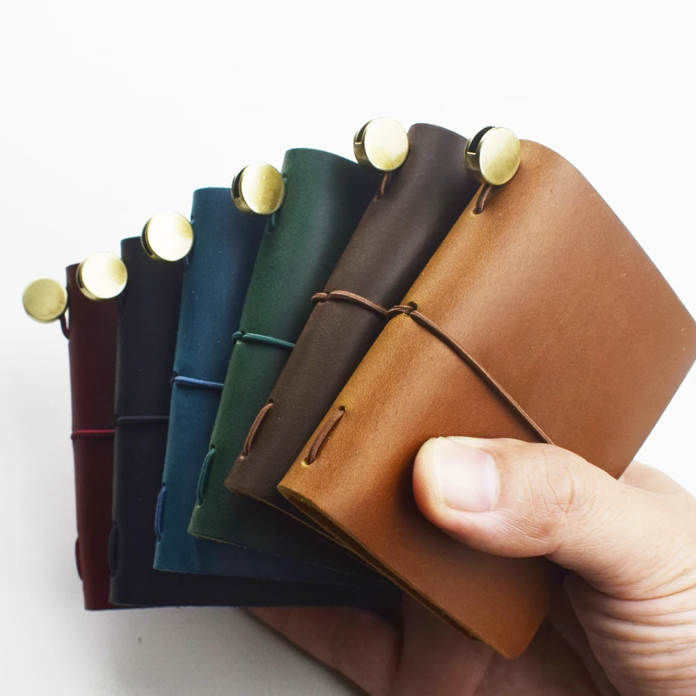 Color: Pink - 1pc Leather Pocket Notebook 60 Blank Inner Pages Note Book for Sketching, Quoting, Notes & Journals